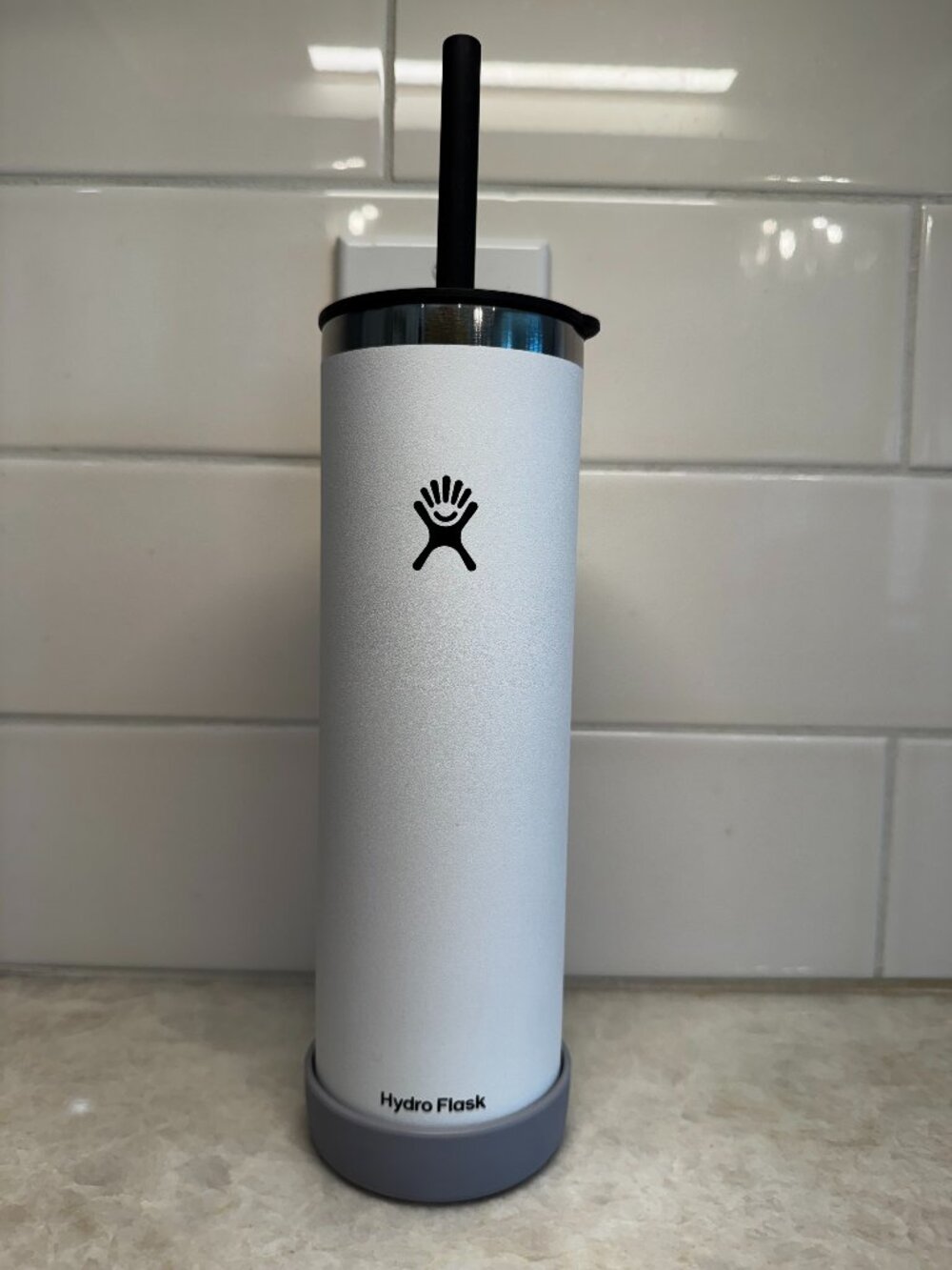 Hydro Flask 26 oz White Tandem Cooler Cup with added Small Press-in Straw Lid